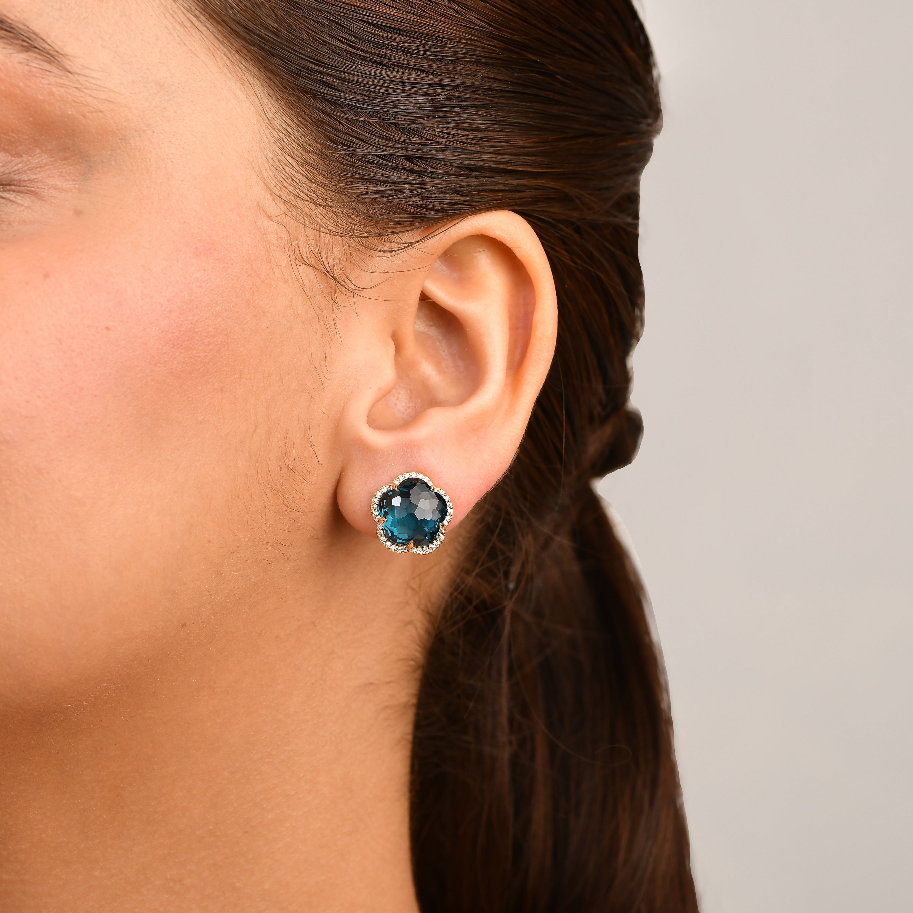 Bloom London Blue Gem Stud Earrings