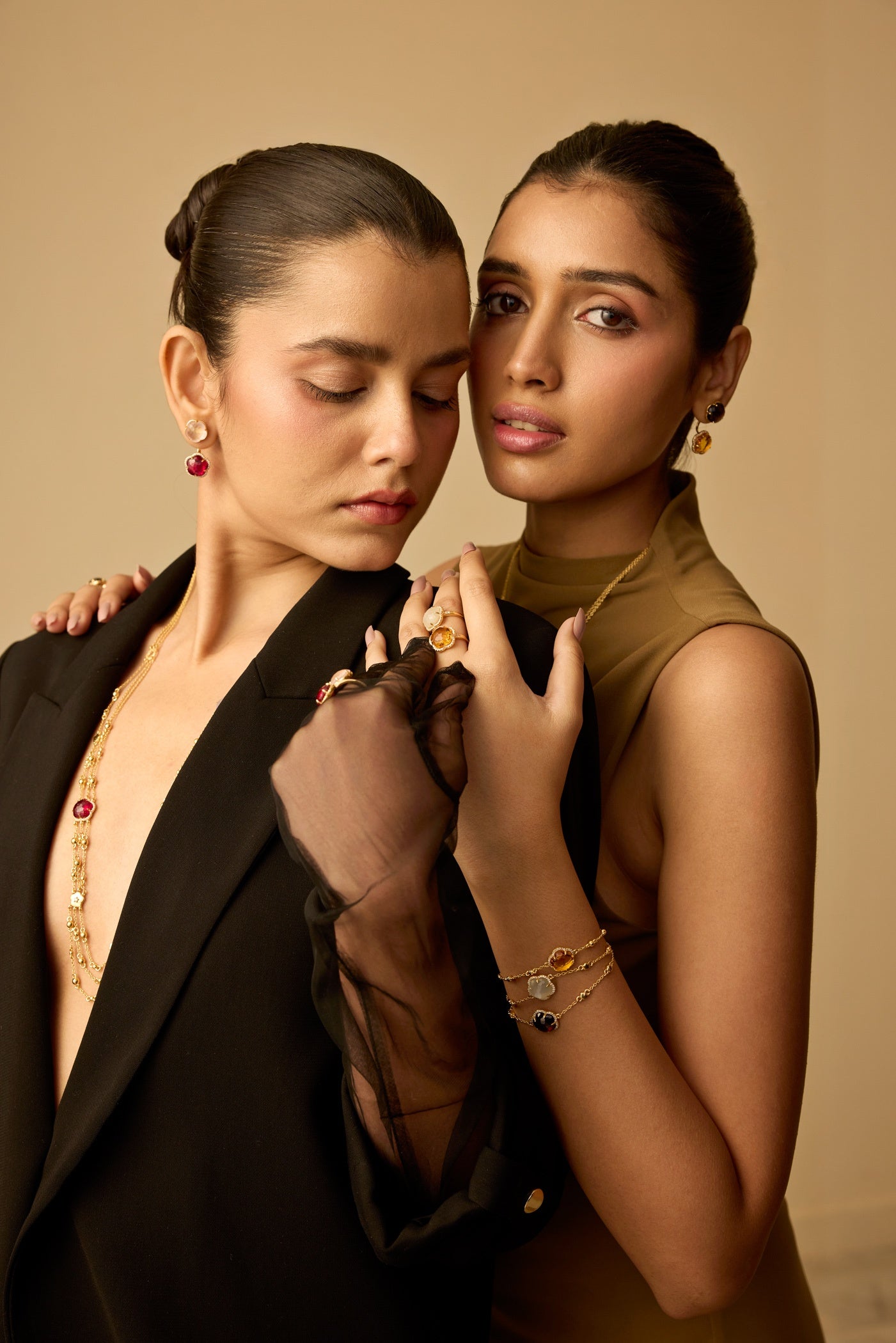 Bloom Twinstone Amber Drop Earrings