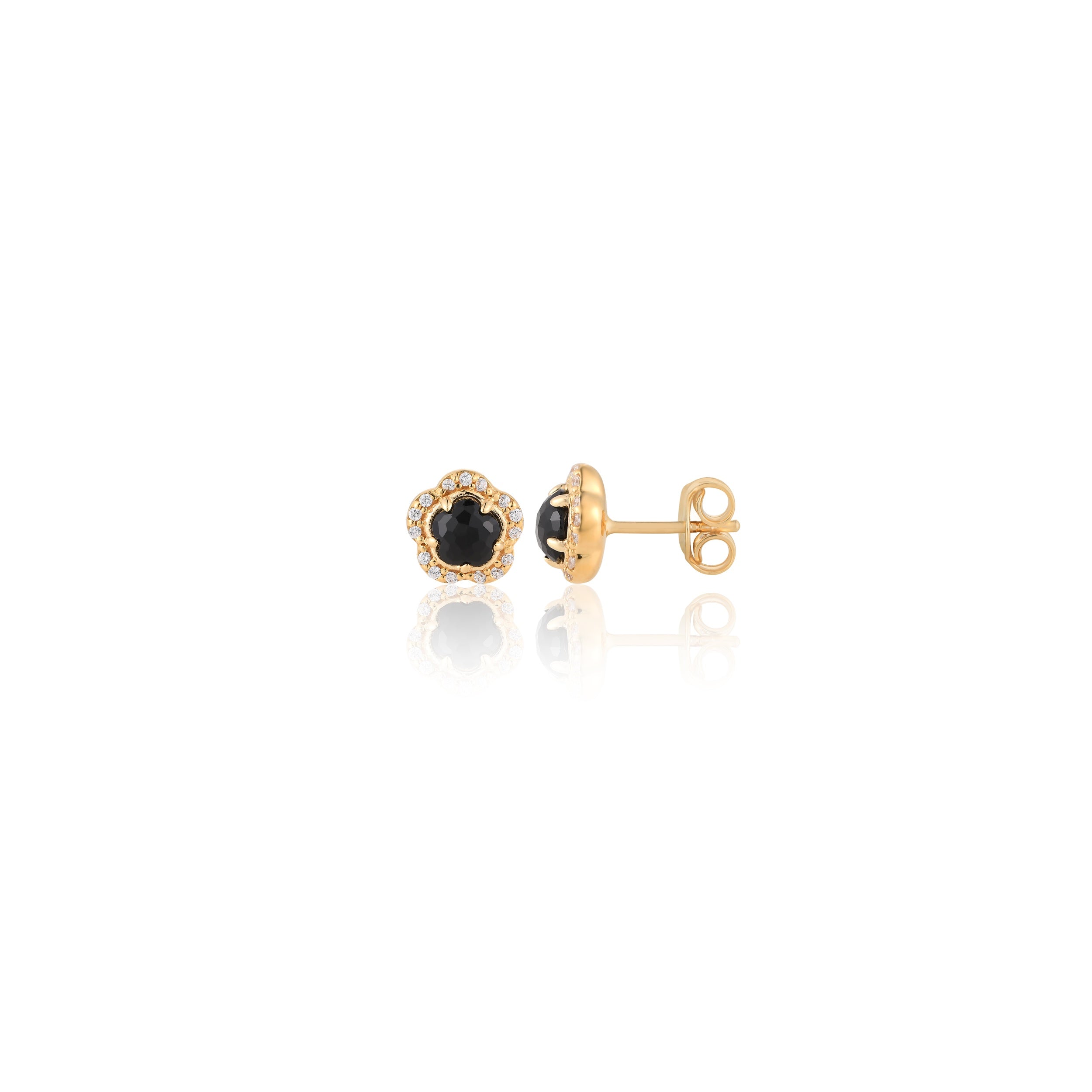 Blossom Black Onyx Stud Earrings