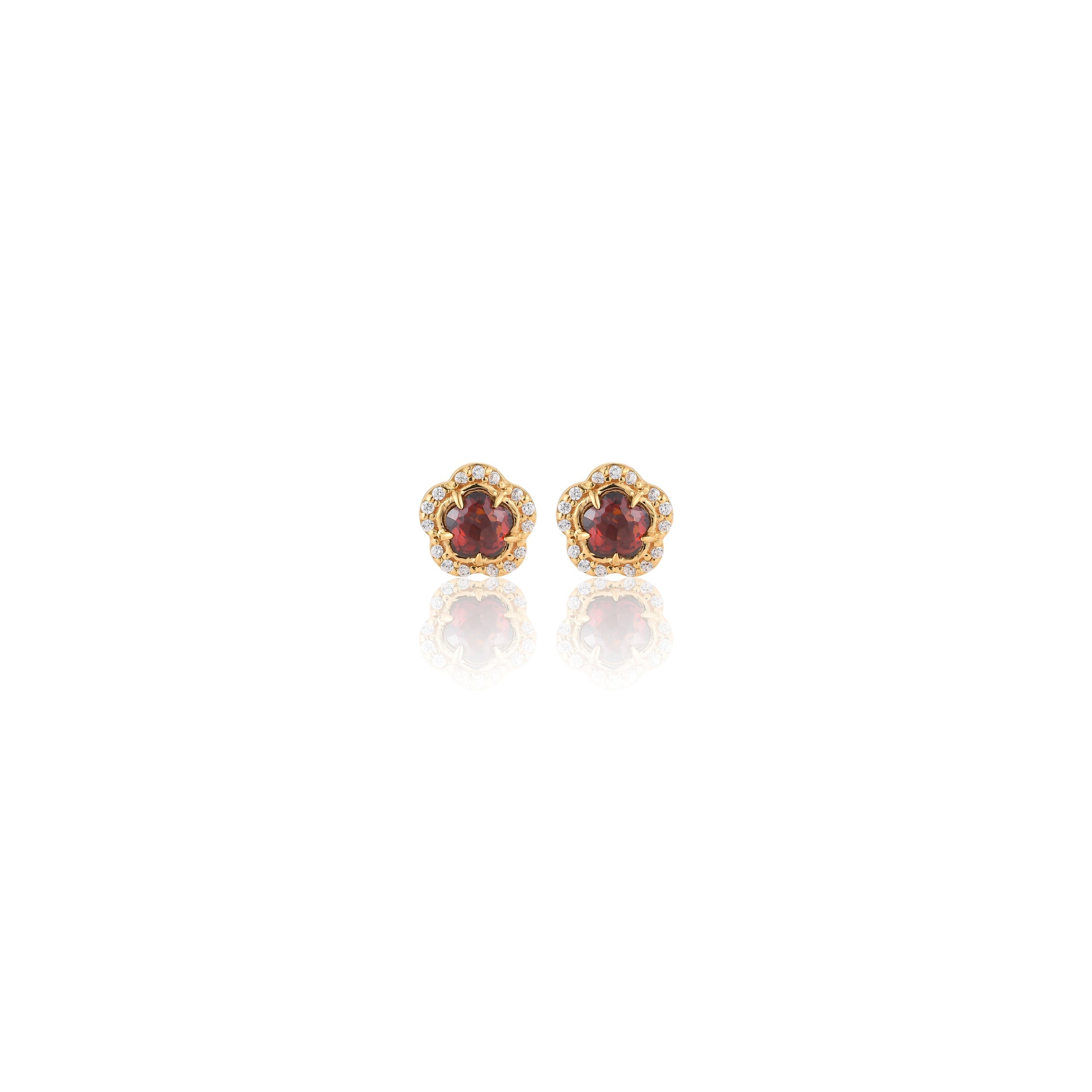Blossom Garnet-Blaze Stud Earrings