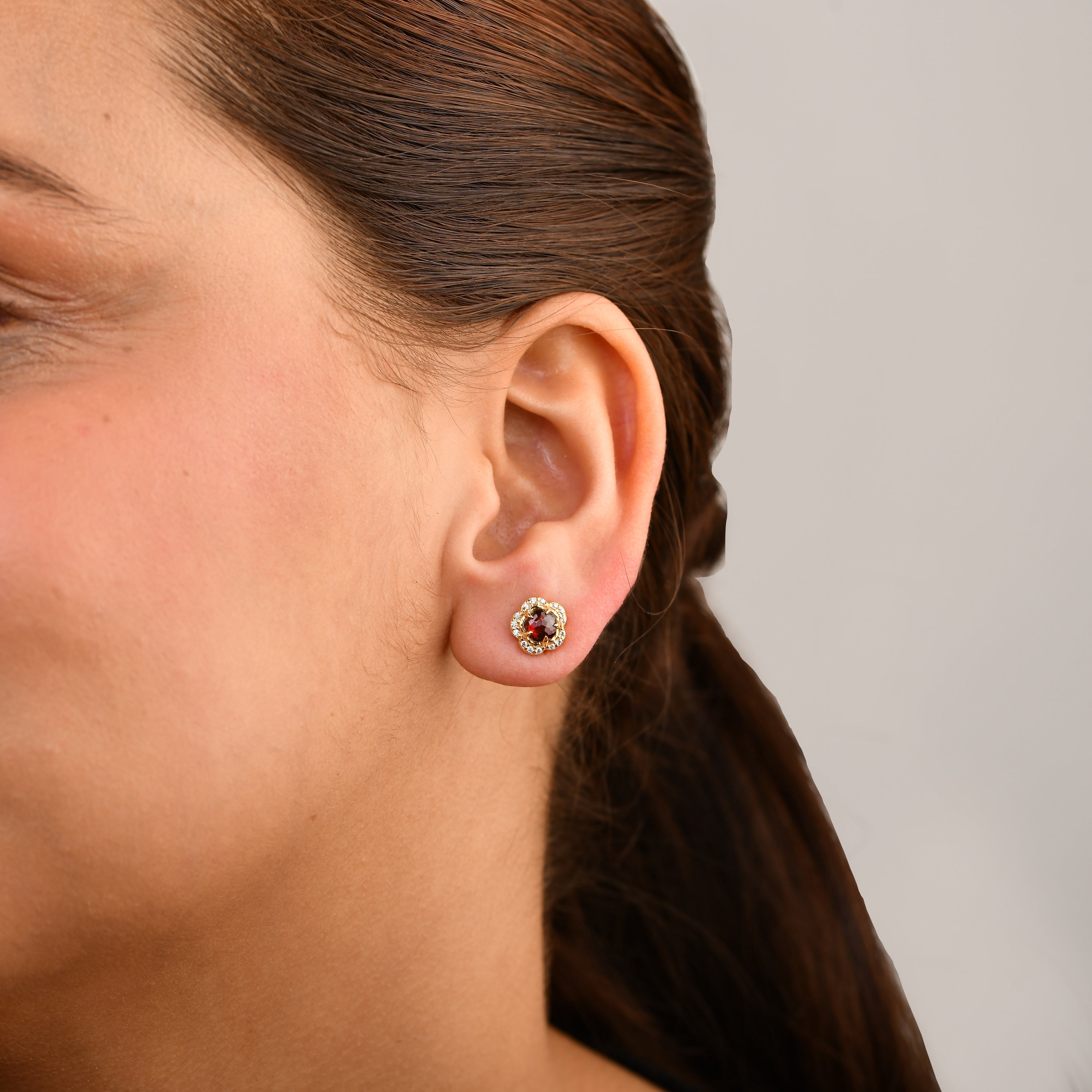 Blossom Garnet-Blaze Stud Earrings