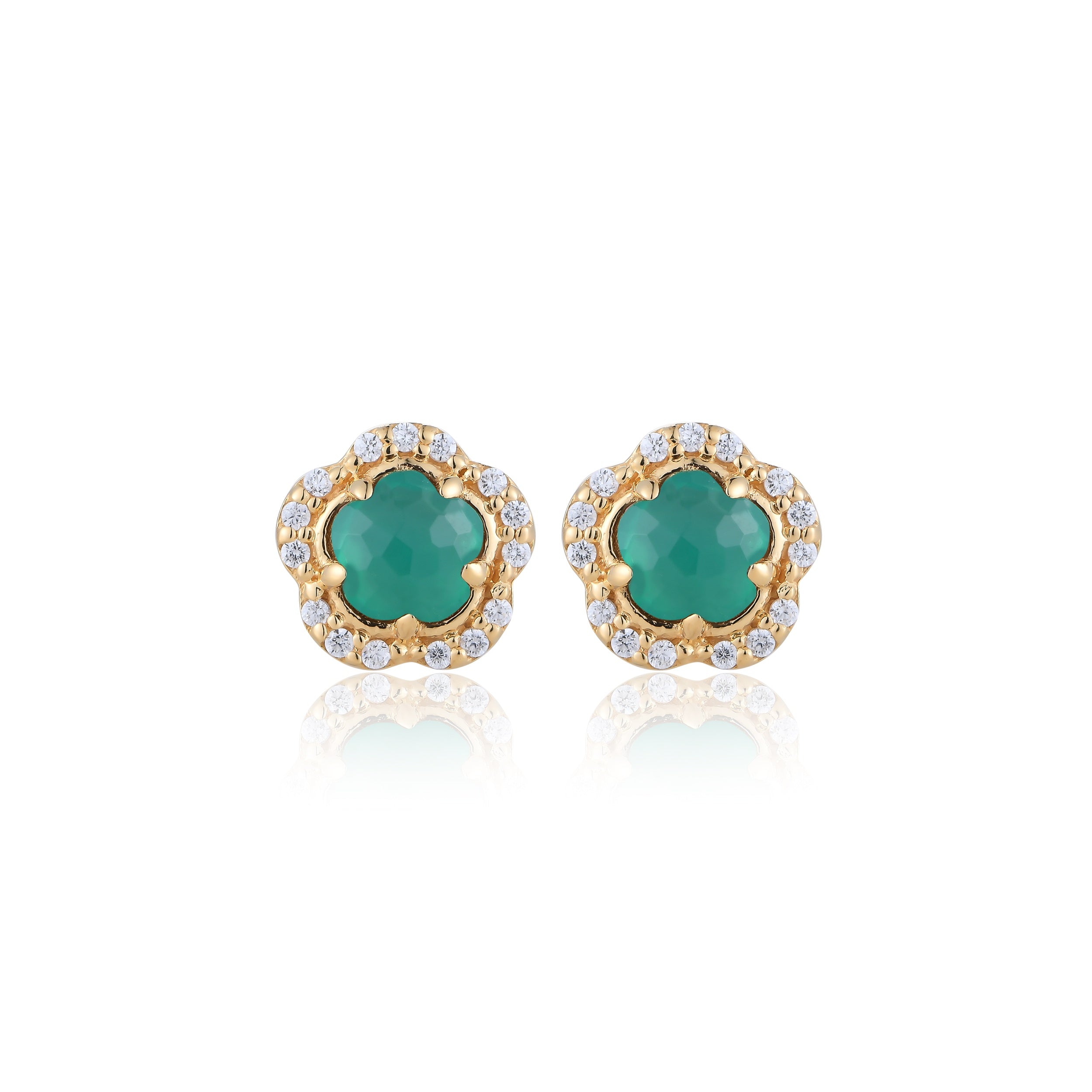 Blossom Green Agate Stud Earrings