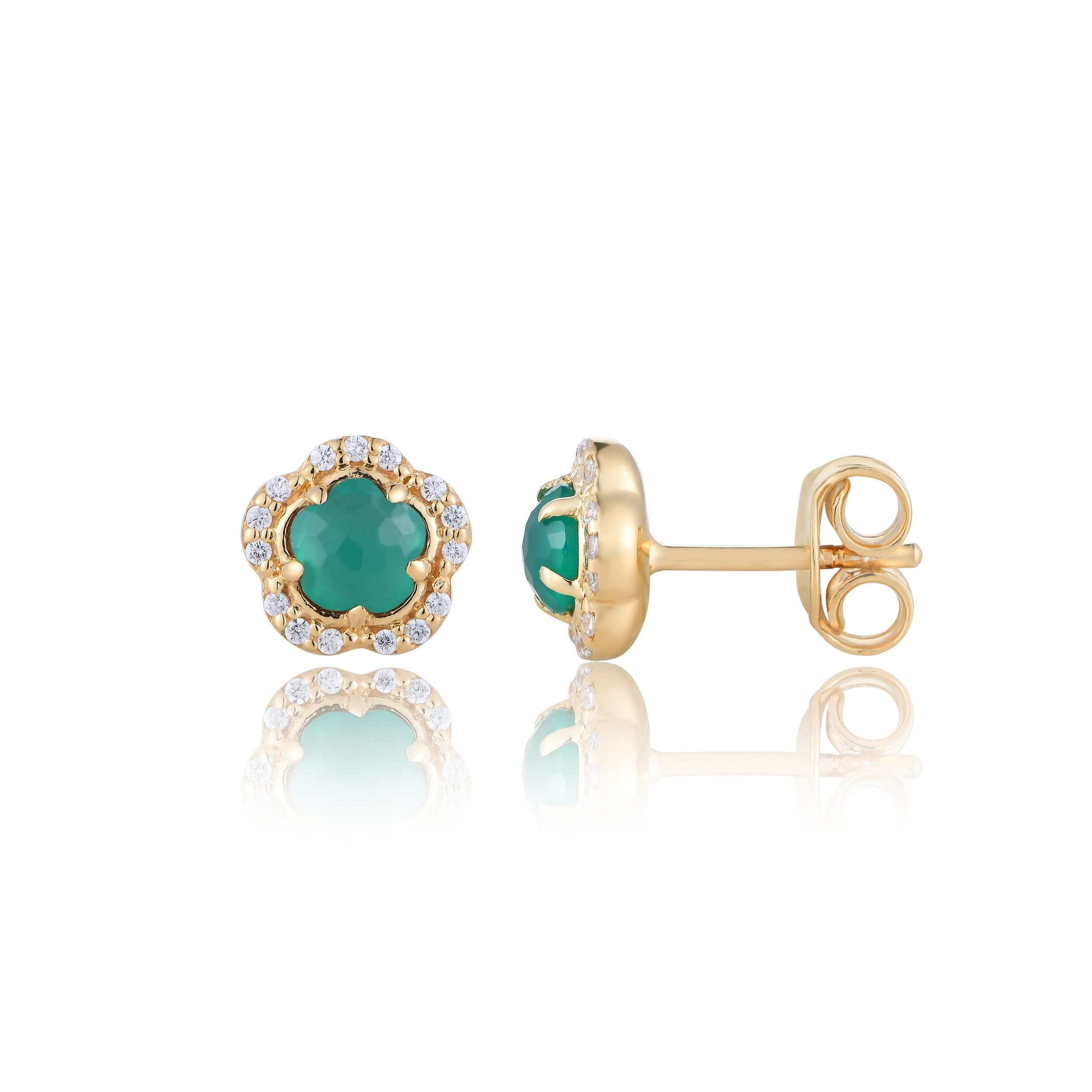 Blossom Green Agate Stud Earrings