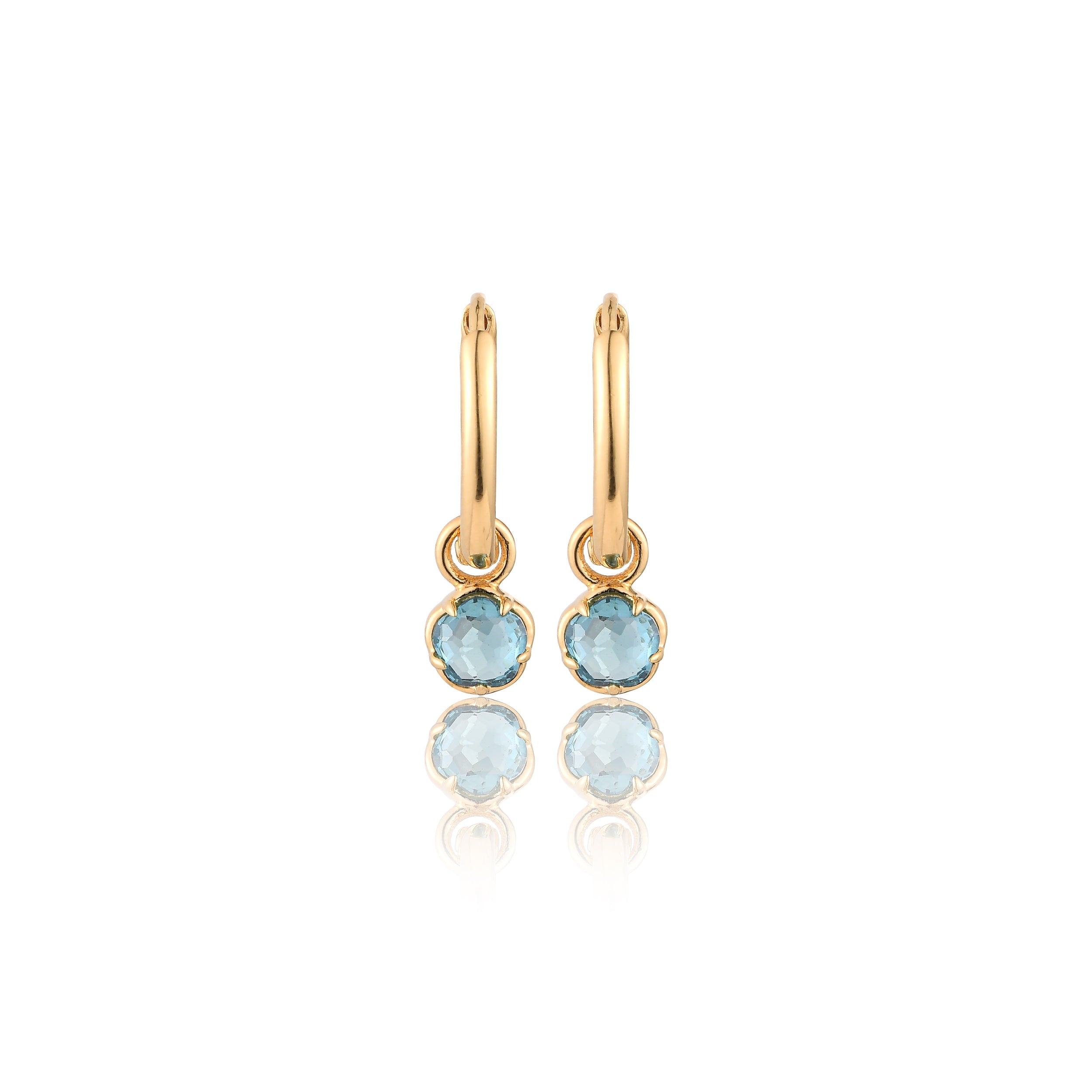 Blossom London Blue Gem Dangle Hoop Earrings