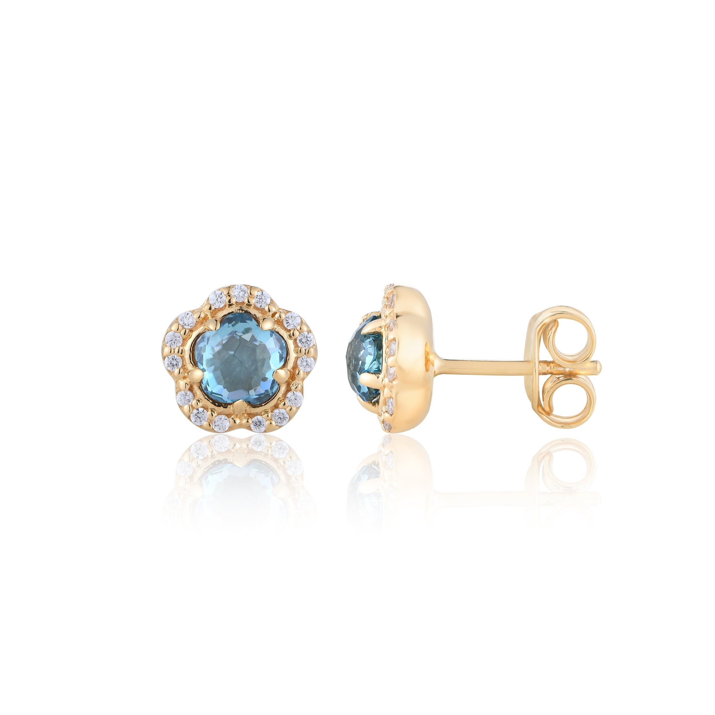 Blossom London Blue Gem Stud Earrings