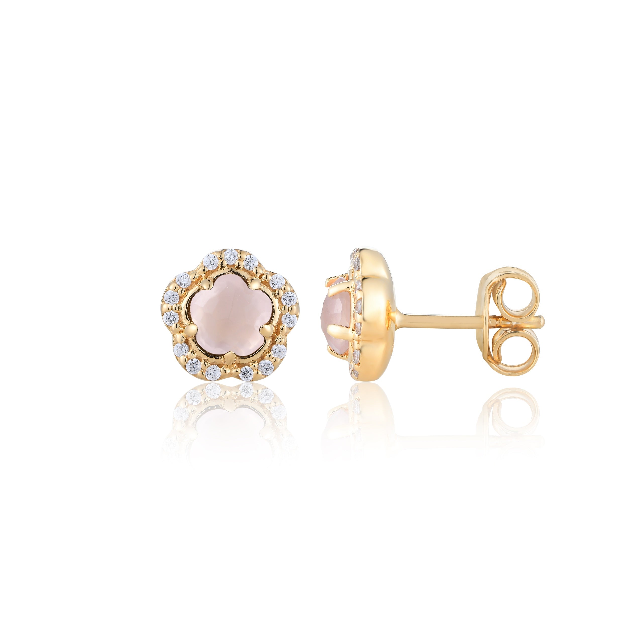 Blossom Pink Chalcedony Stud Earrings