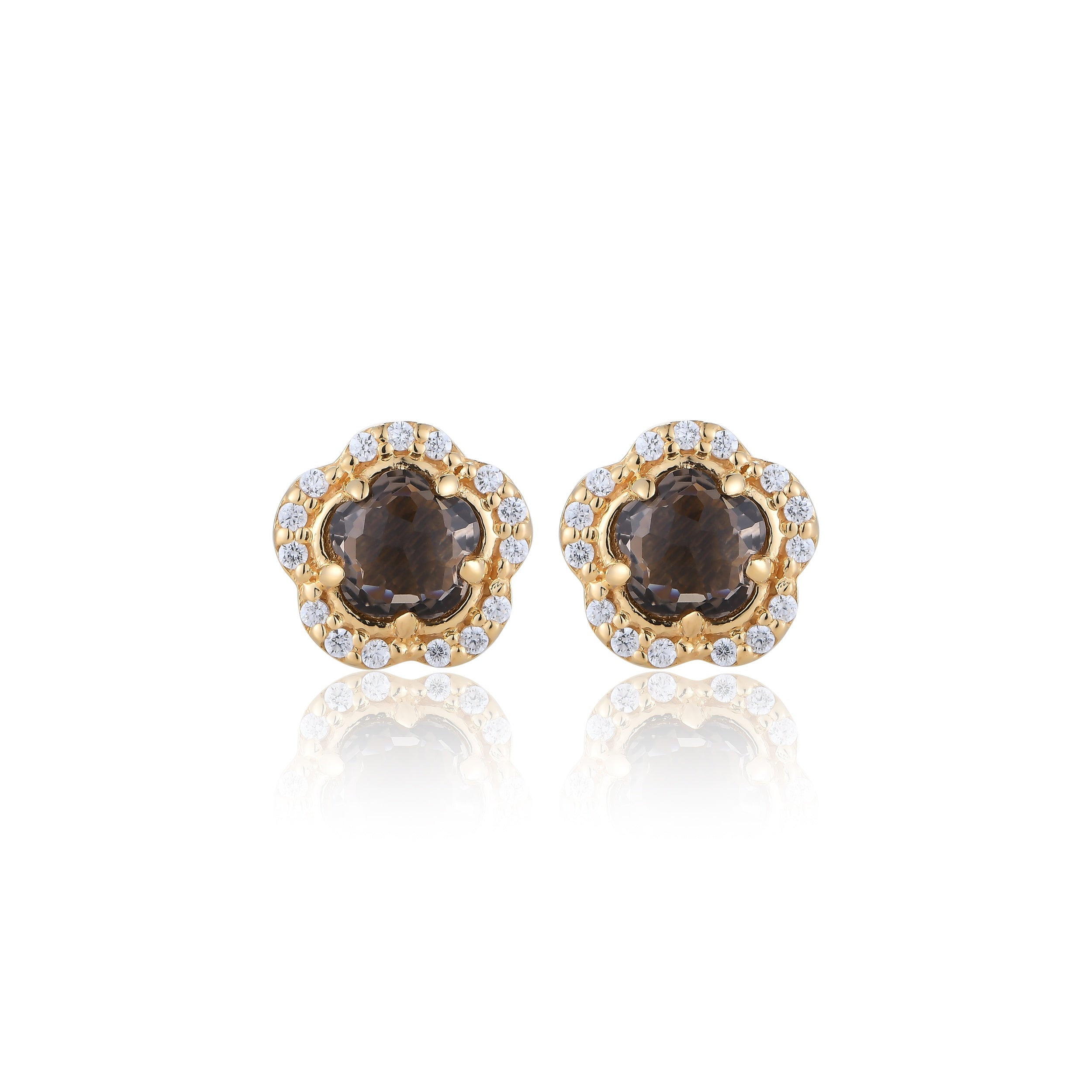 Blossom Smoky Quartz Stud Earrings