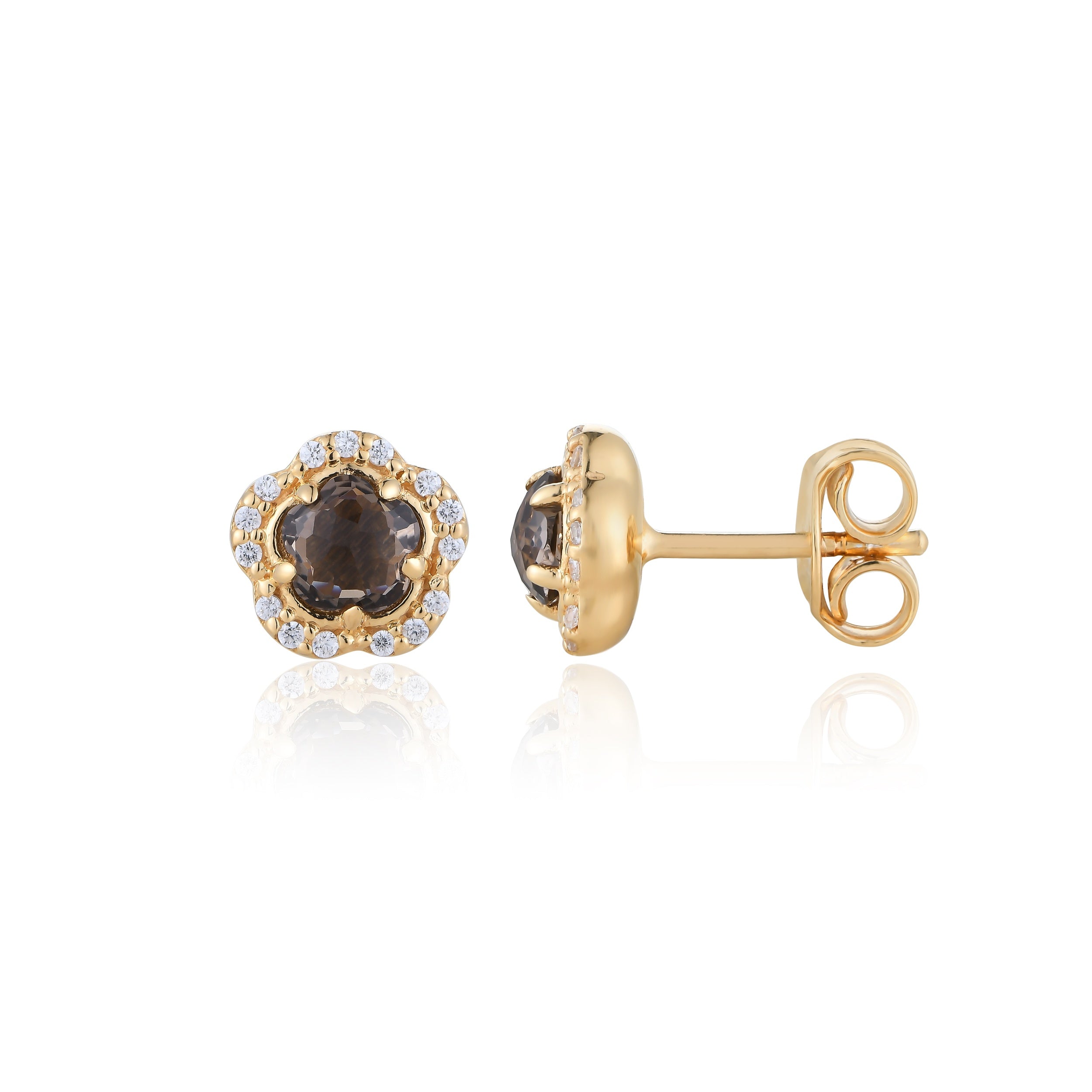 Blossom Smoky Quartz Stud Earrings