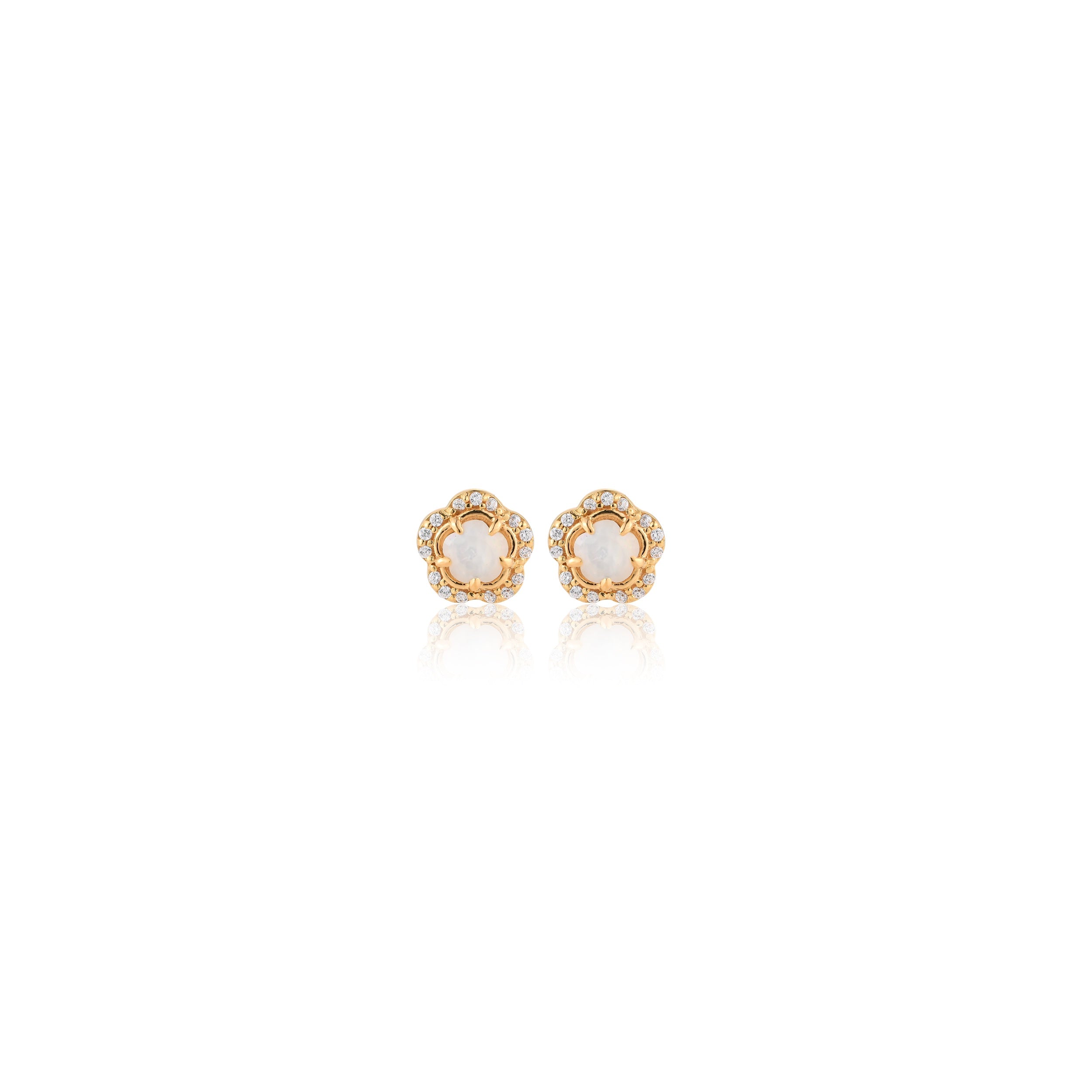 Blossom White Moonstone Stud Earrings