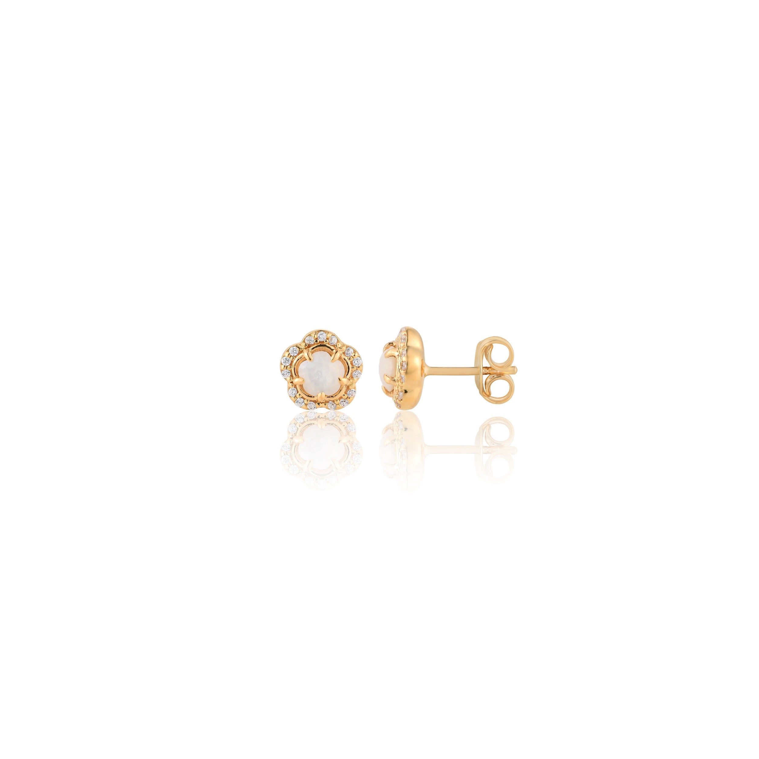 Blossom White Moonstone Stud Earrings